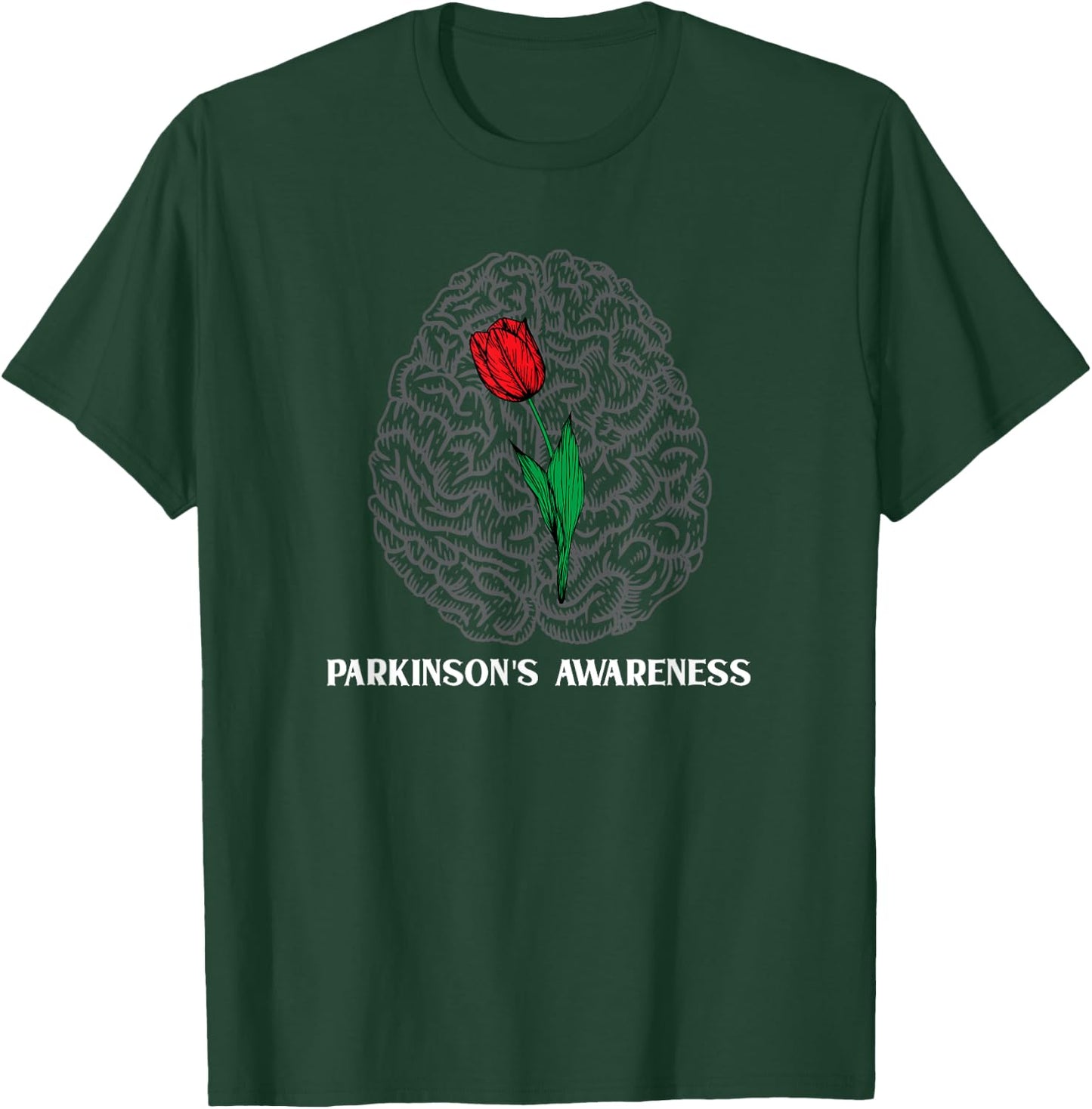 Parkinsons Disease Awareness Tulip Brain Art T-Shirt - T-Shirt | Forest
