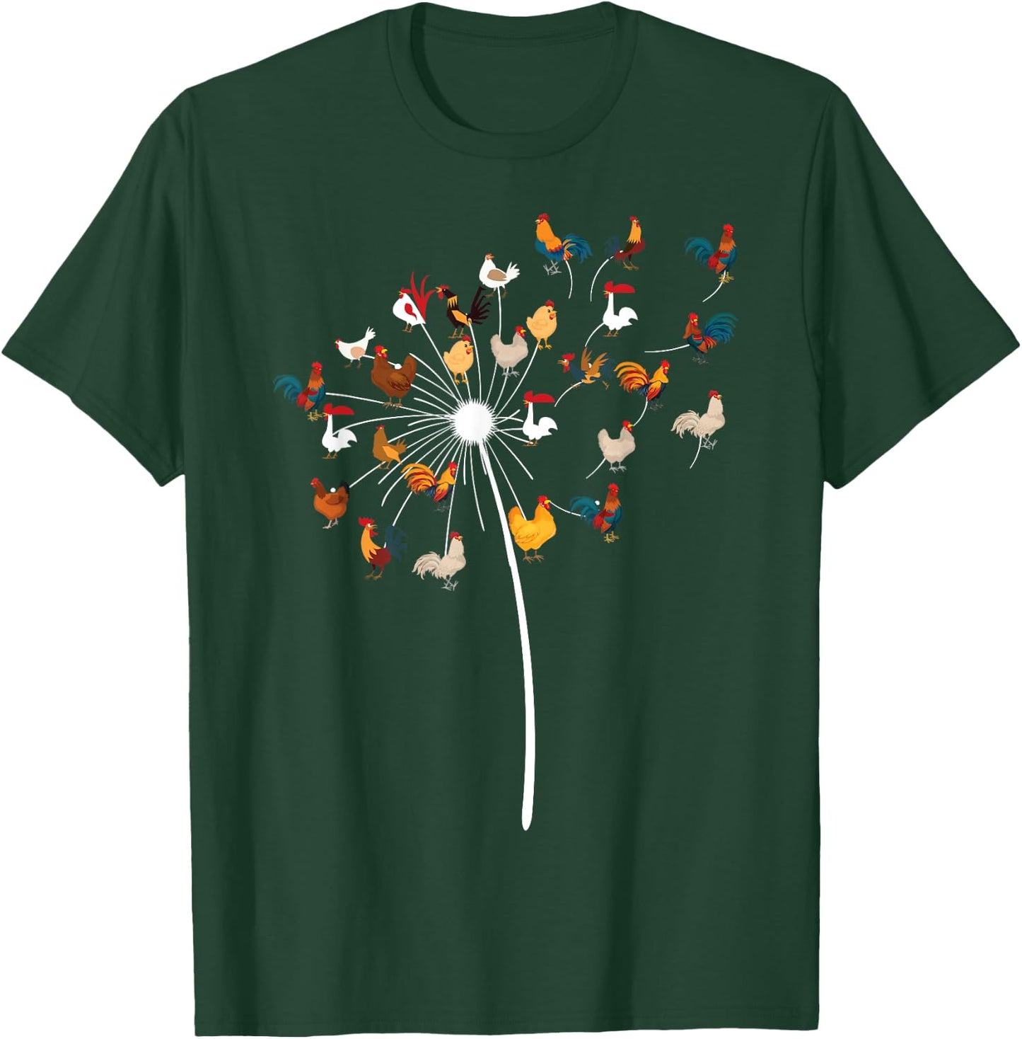 Funny Dandelion Chicken Novelty Gift Fowl Lover Men Women T-Shirt - T-Shirt | Forest