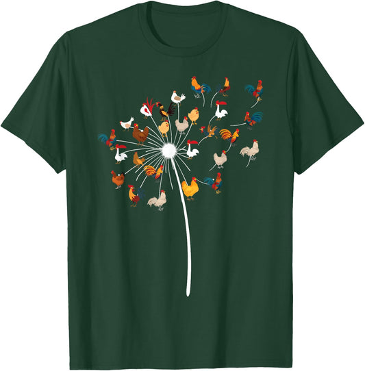 Funny Dandelion Chicken Novelty Gift Fowl Lover Men Women T-Shirt - T-Shirt | Forest