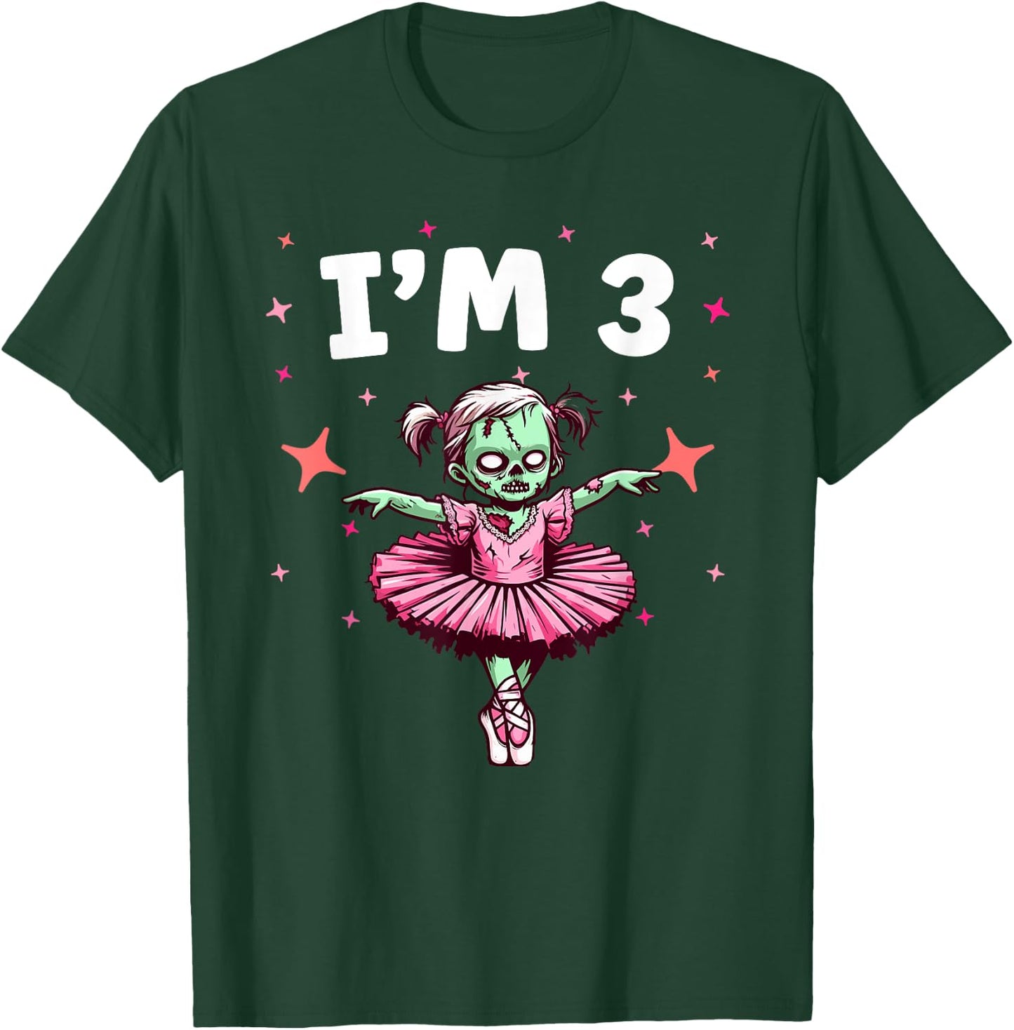 Ballerina Zombie Birthday 3rd Birthday Party I'm 3 T-Shirt - T-Shirt | Forest