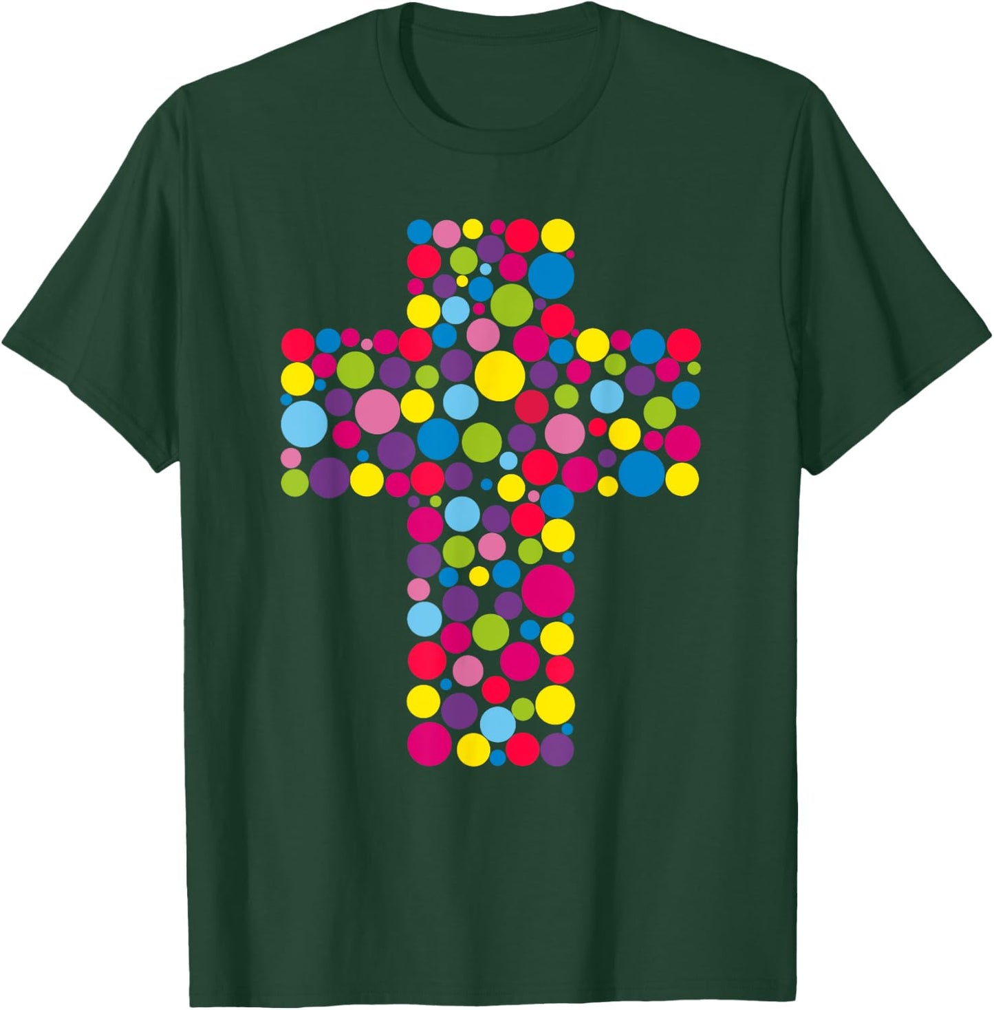 Happy Dot Day Colorful Cross For Christian Creators T-Shirt - T-Shirt | Forest