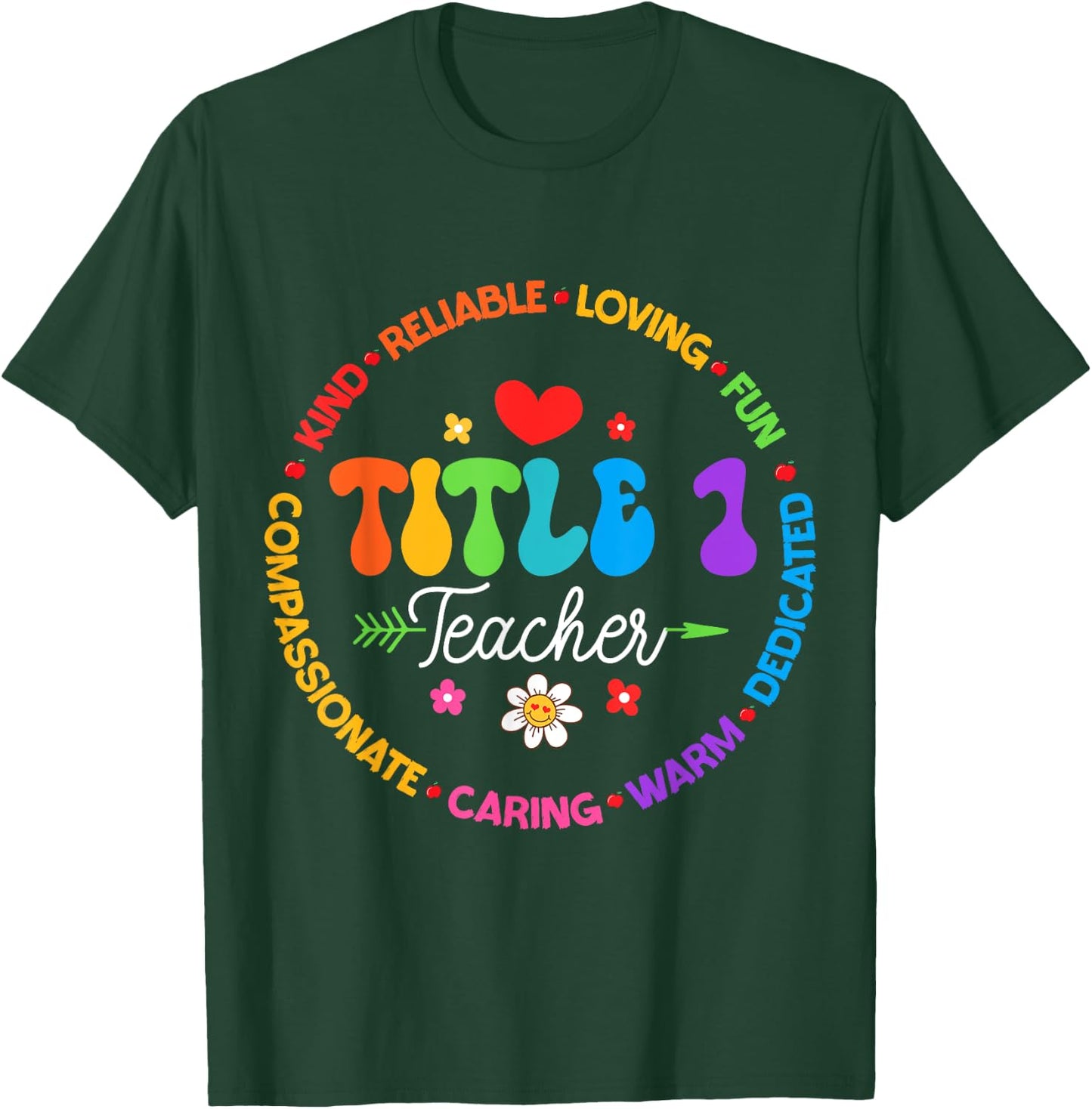 Groovy Title 1 teacher squad cute title 1 Reading T-Shirt - T-Shirt | Forest