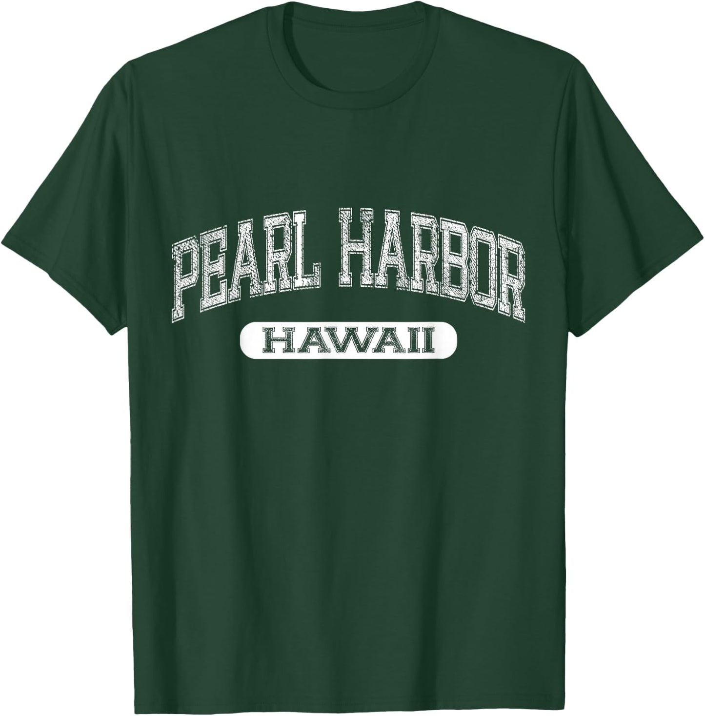 Vintage Pearl Harbor Hawaii Varsity Text University Font T-Shirt - T-Shirt | Forest