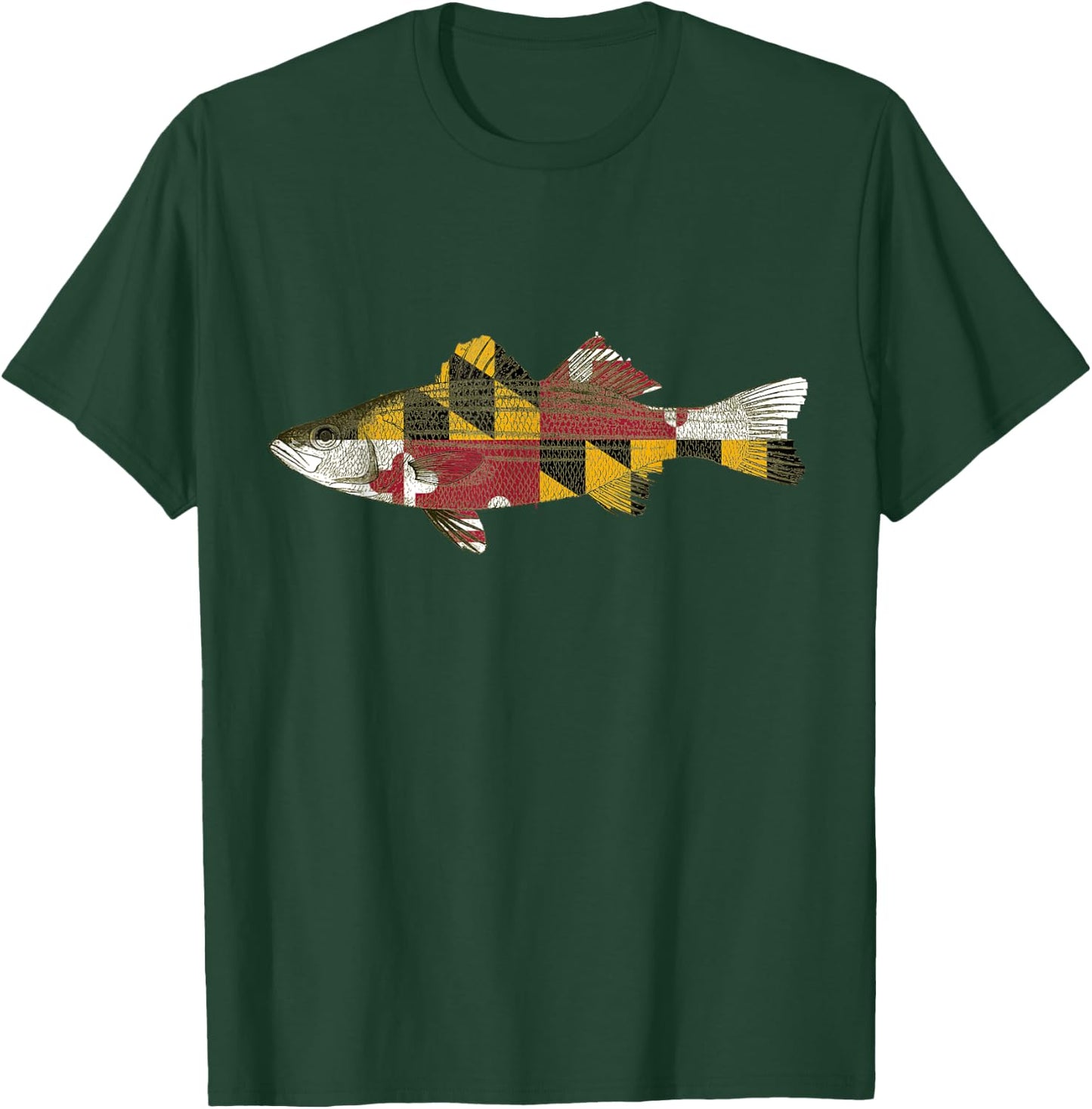 Maryland Rockfish State Flag MD Fishing Shirt T-Shirt - T-Shirt | Forest