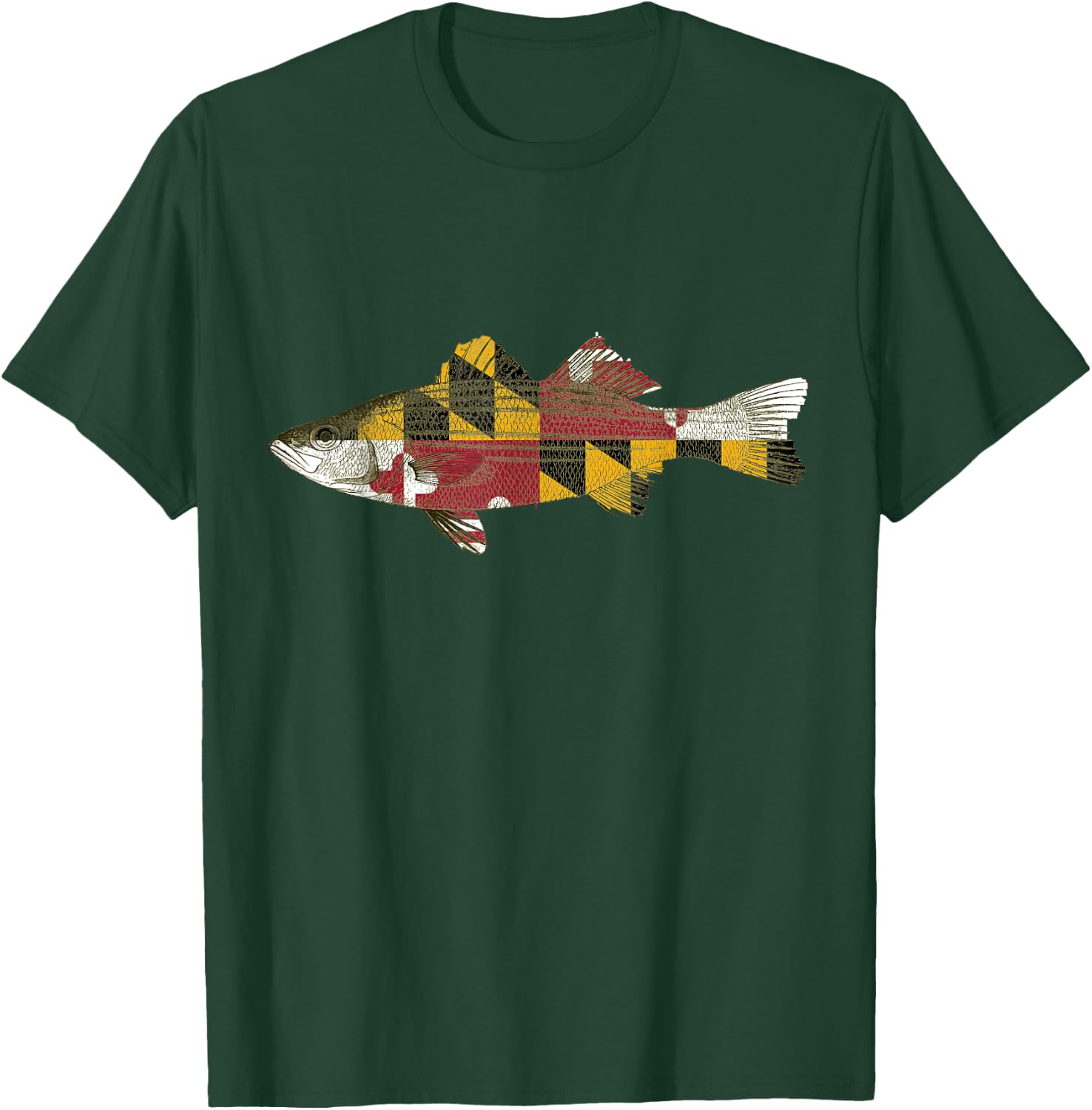 Maryland Rockfish State Flag MD Fishing Shirt T-Shirt - T-Shirt | Forest