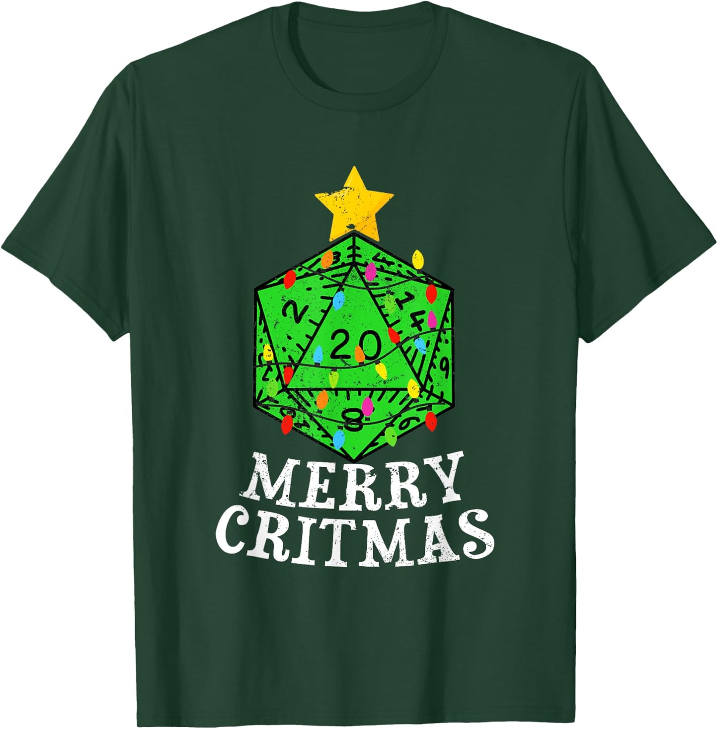 Merry Critmas D20 RPG Christmas Tree RPG Gamer Gaming Xmas T-Shirt - T-Shirt | Forest