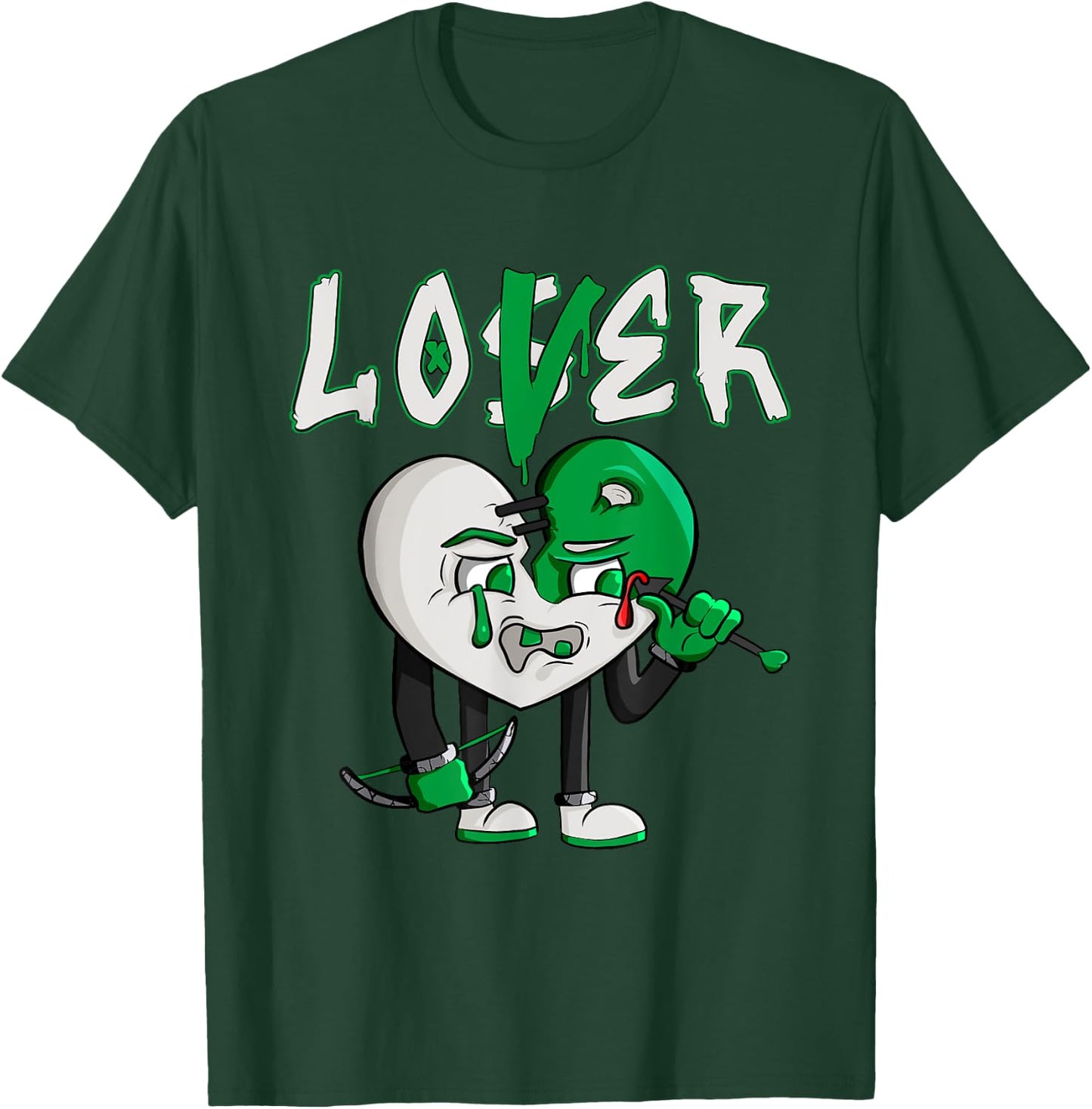 Loser Love Drip Heart Matching Lucky Green White T-Shirt - T-Shirt | Forest