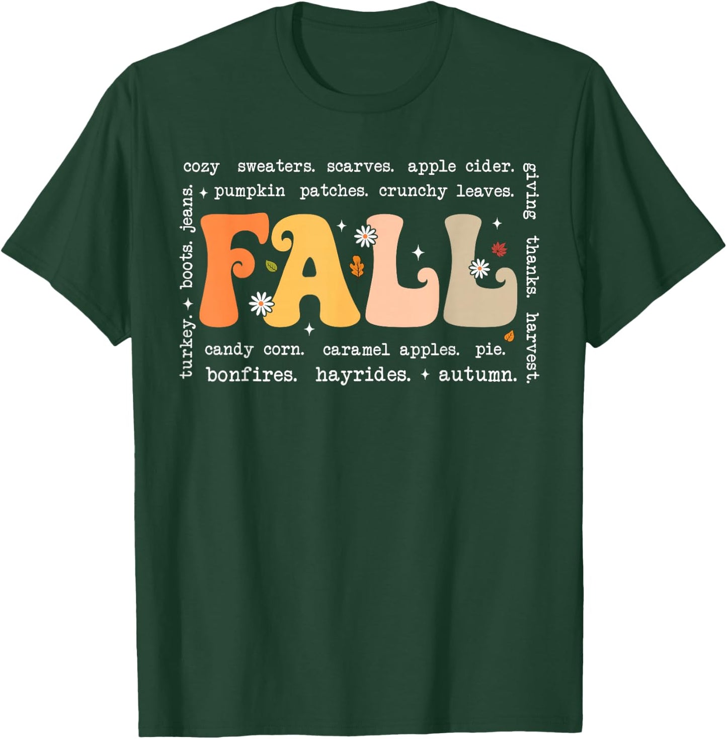Fall Words Hello Fall Autumn Thanksgiving Pumpkin Season T-Shirt - T-Shirt | Forest