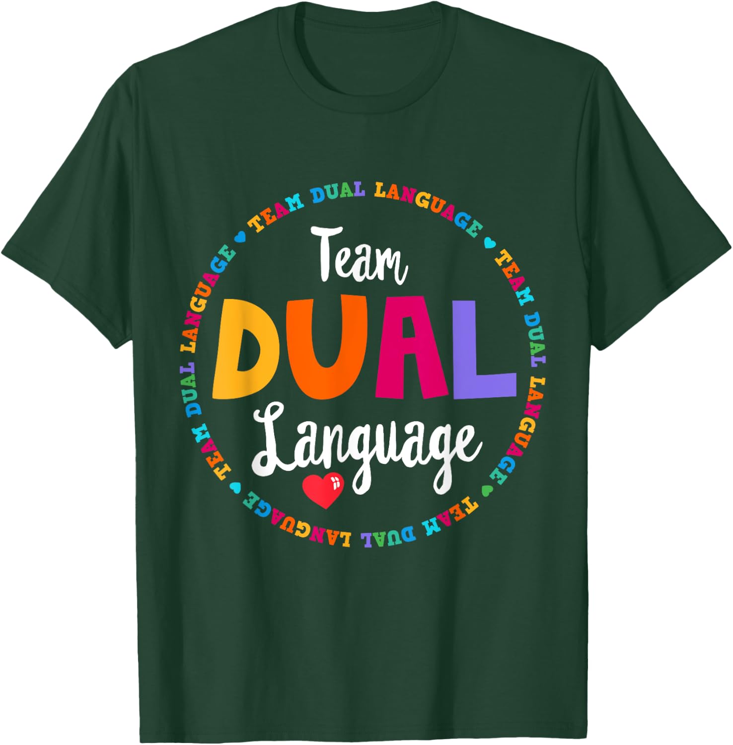 Cute Back to School Squad Team Dual Language Teachers Women Girls Kids T-Shirt - T-Shirt | Forest