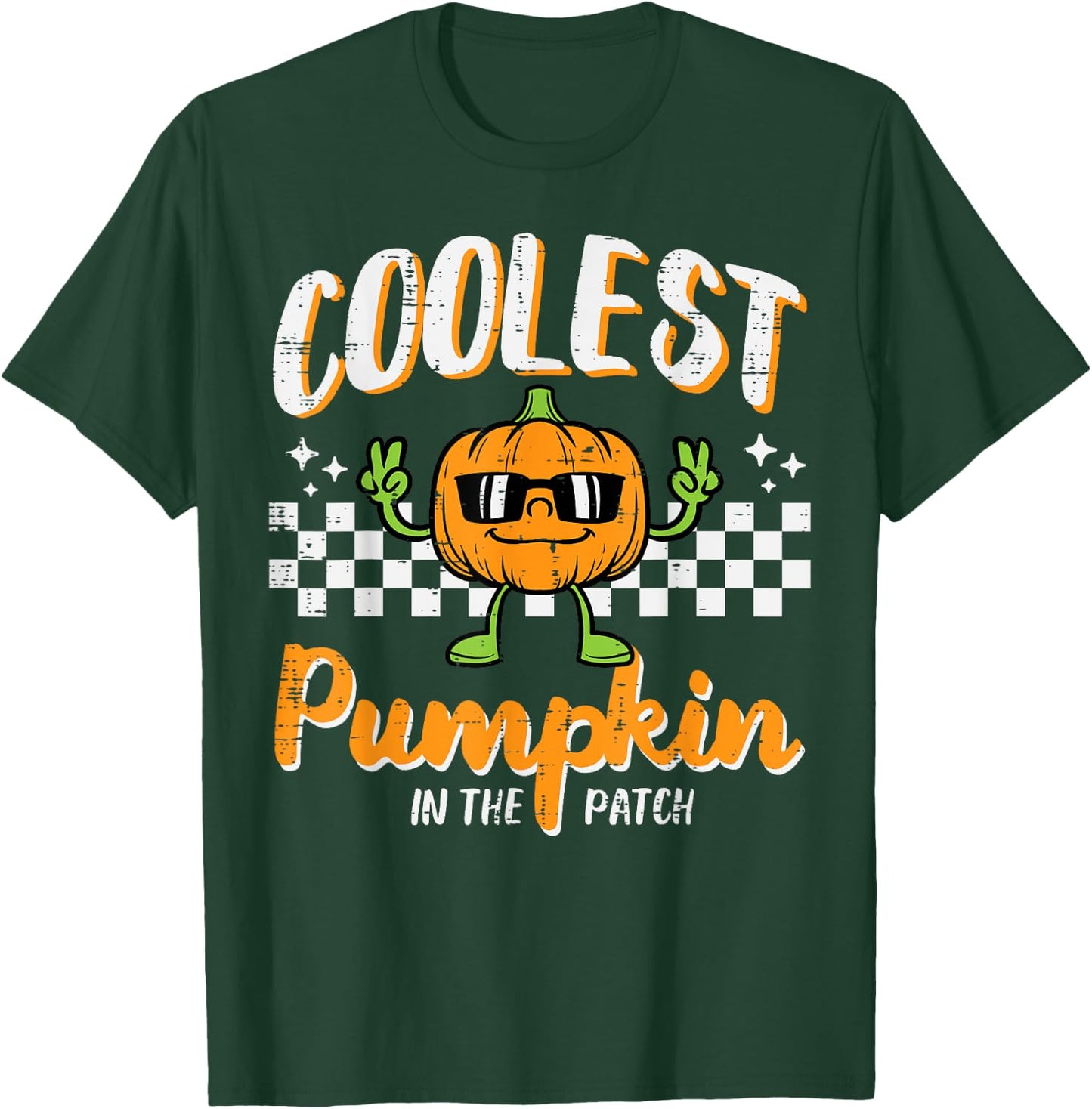 Coolest Pumpkin In Patch Halloween Retro Costume Groovy Boys T-Shirt - T-Shirt | Forest