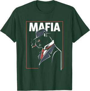Mafia Cat - Funny Graphic Mafia Boss Cat Lover T-Shirt - T-Shirt | Forest