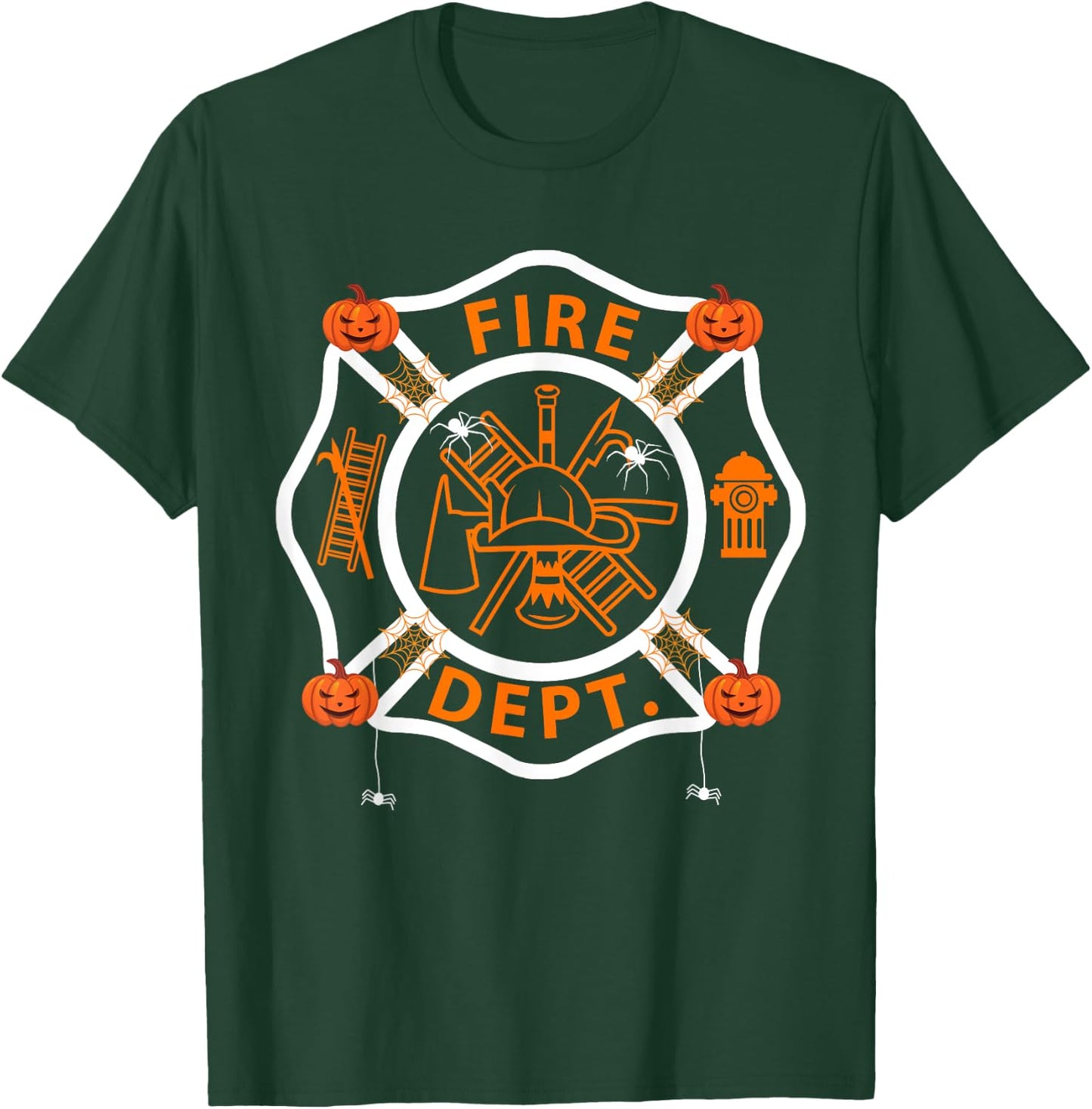 Halloween Firefighter Fireman Fire Dept department Logo Men T-Shirt - T-Shirt | Forest