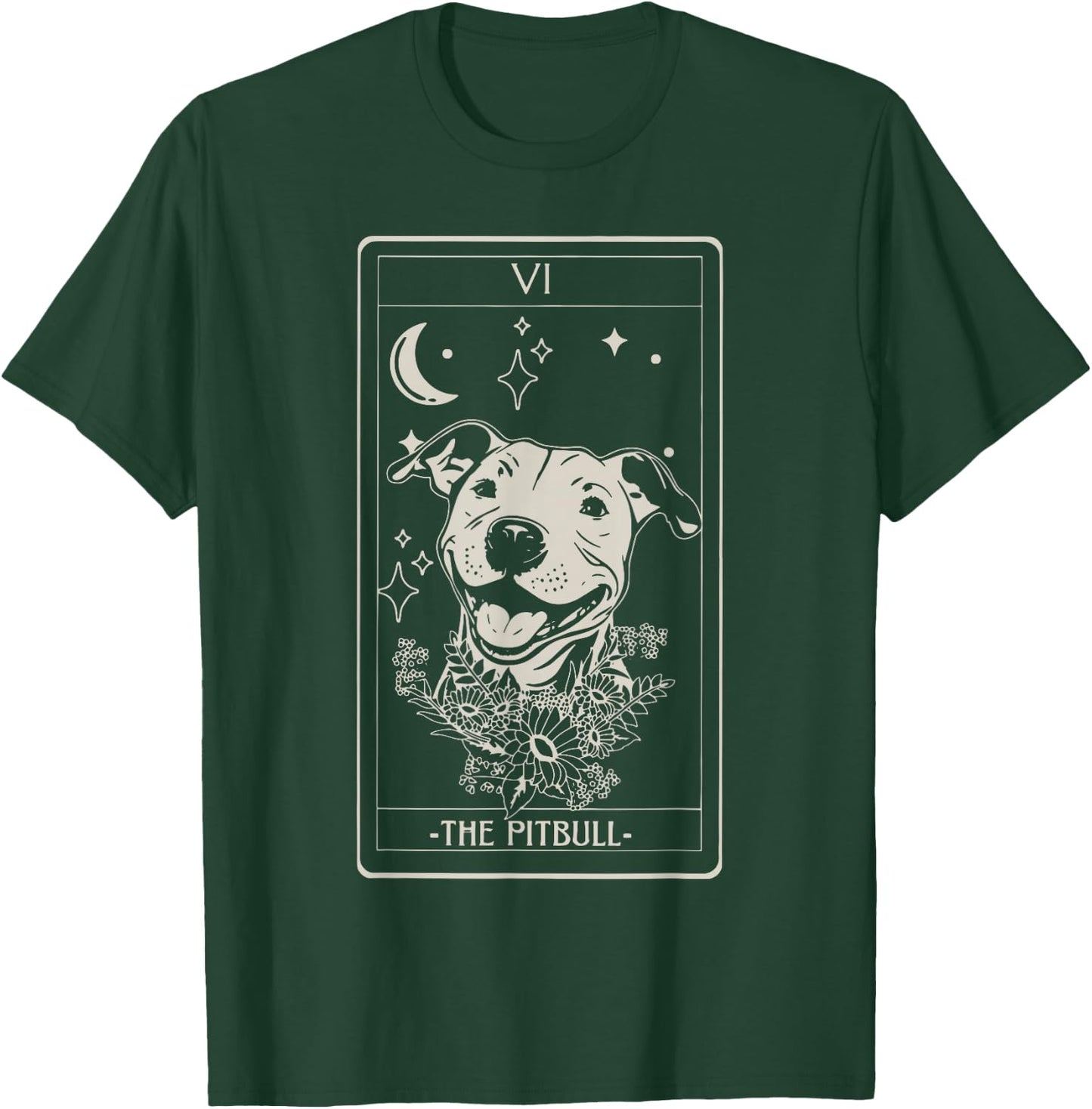 Pitbull Tarot Card Pitbull Lover Pittie Dog Mom Women Men T-Shirt - T-Shirt | Forest
