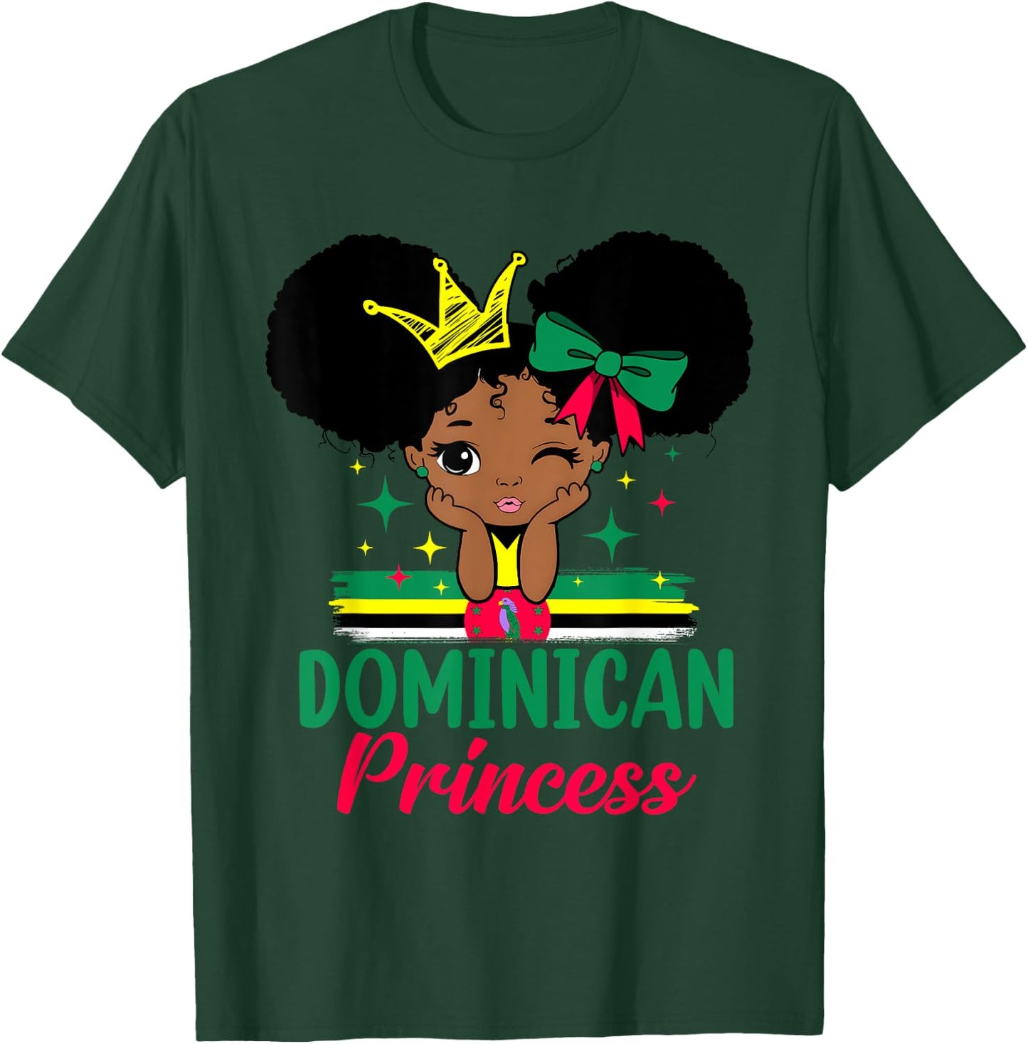 Dominician Princess Dominica Girl Melanin Dominician Flag T-Shirt - T-Shirt | Forest