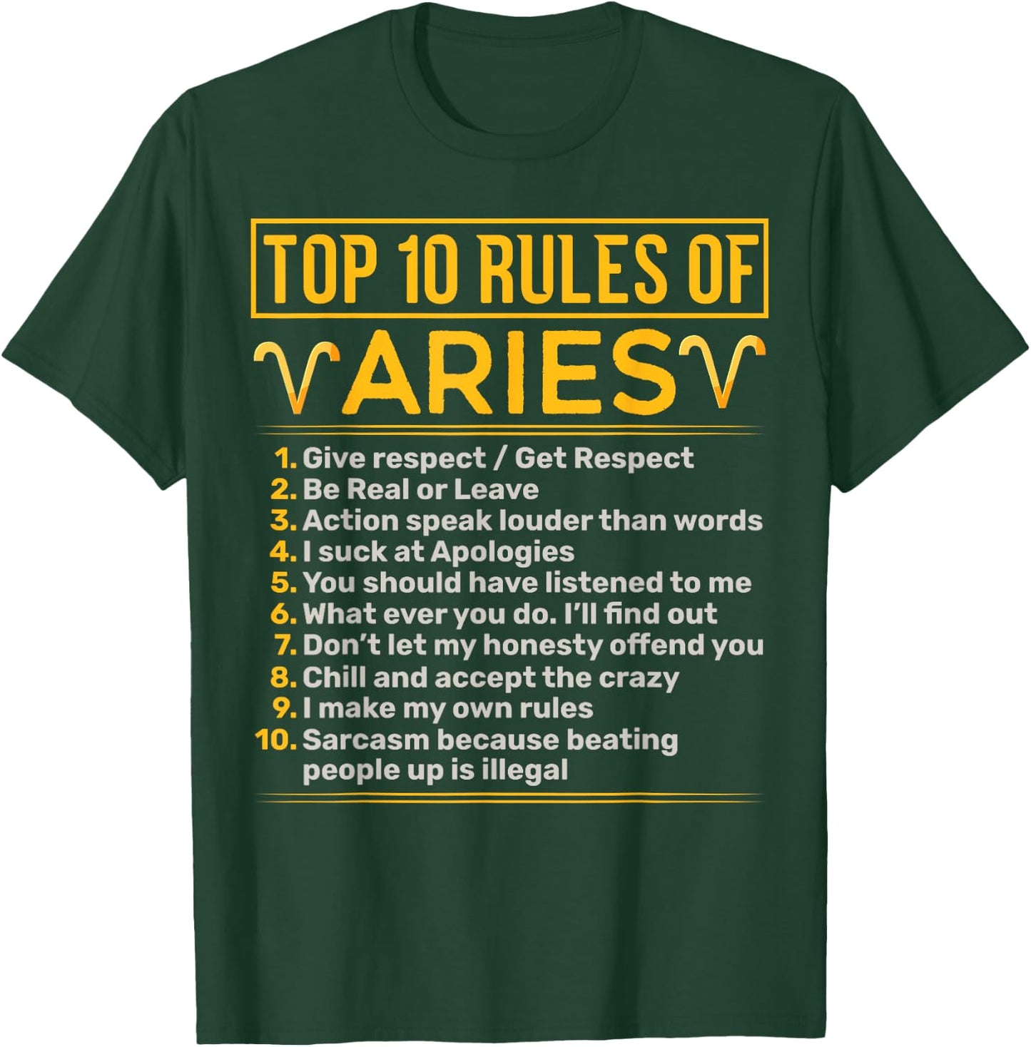 Top 10 Rules Of Aries Ram Astrology Sign Birthday T-Shirt - T-Shirt | Forest