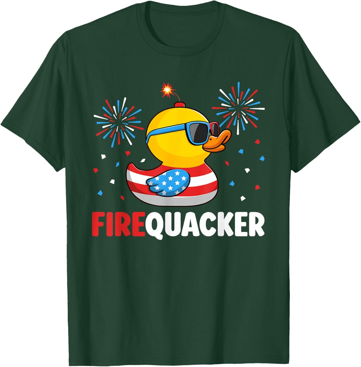 4th of July Duck Firequacker Patriotic Fourth of July Funny T-Shirt - T-Shirt | Forest