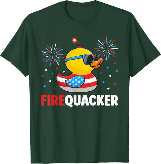 4th of July Duck Firequacker Patriotic Fourth of July Funny T-Shirt - T-Shirt | Forest