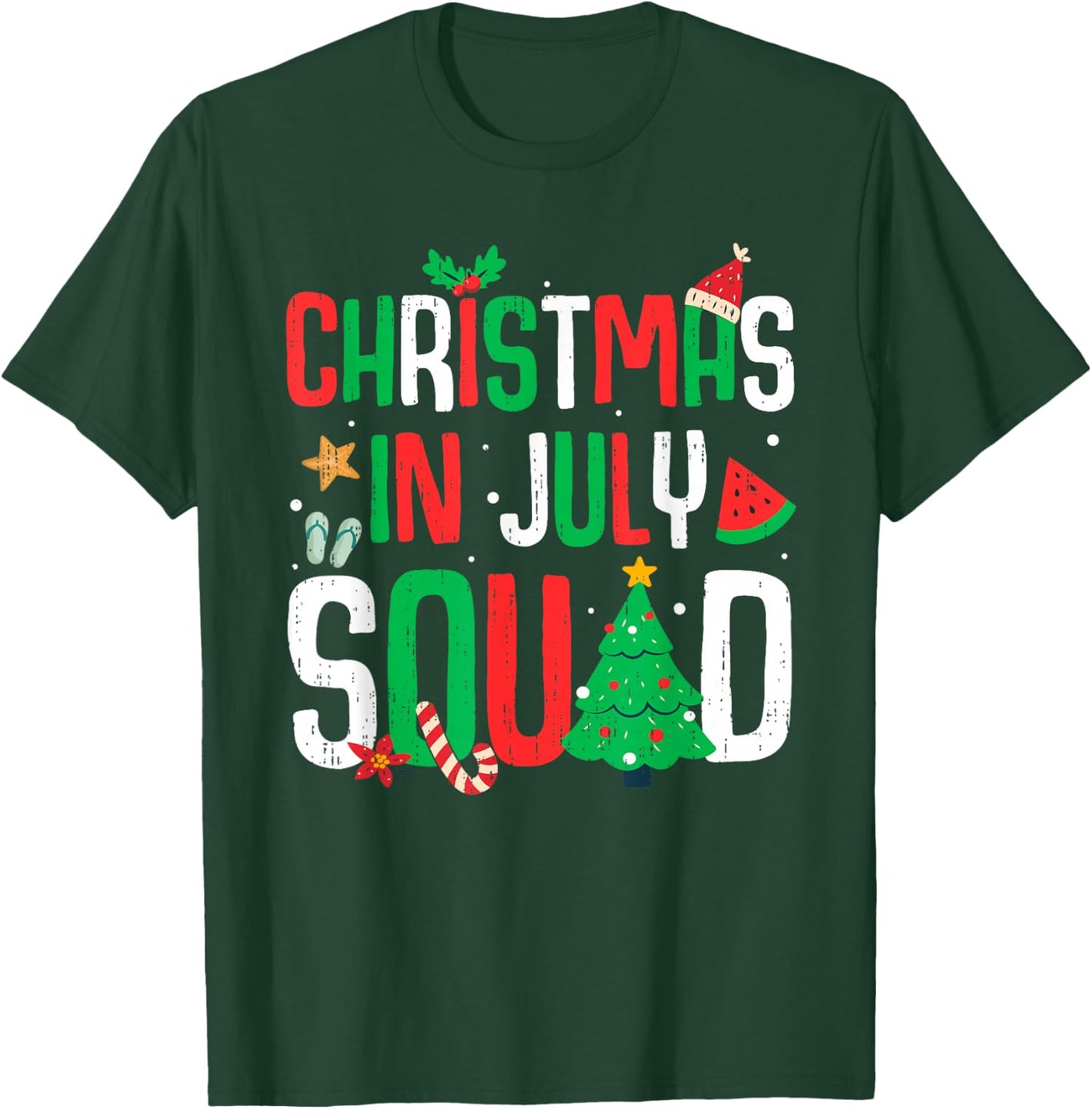 Christmas In July Squad Funny Summer Beach Vacation Xmas T-Shirt - T-Shirt | Forest