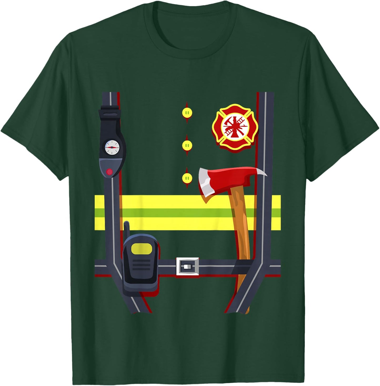 Kids Firefighter Halloween Costume Boys Girls Kids Fire Chief T-Shirt - T-Shirt | Forest