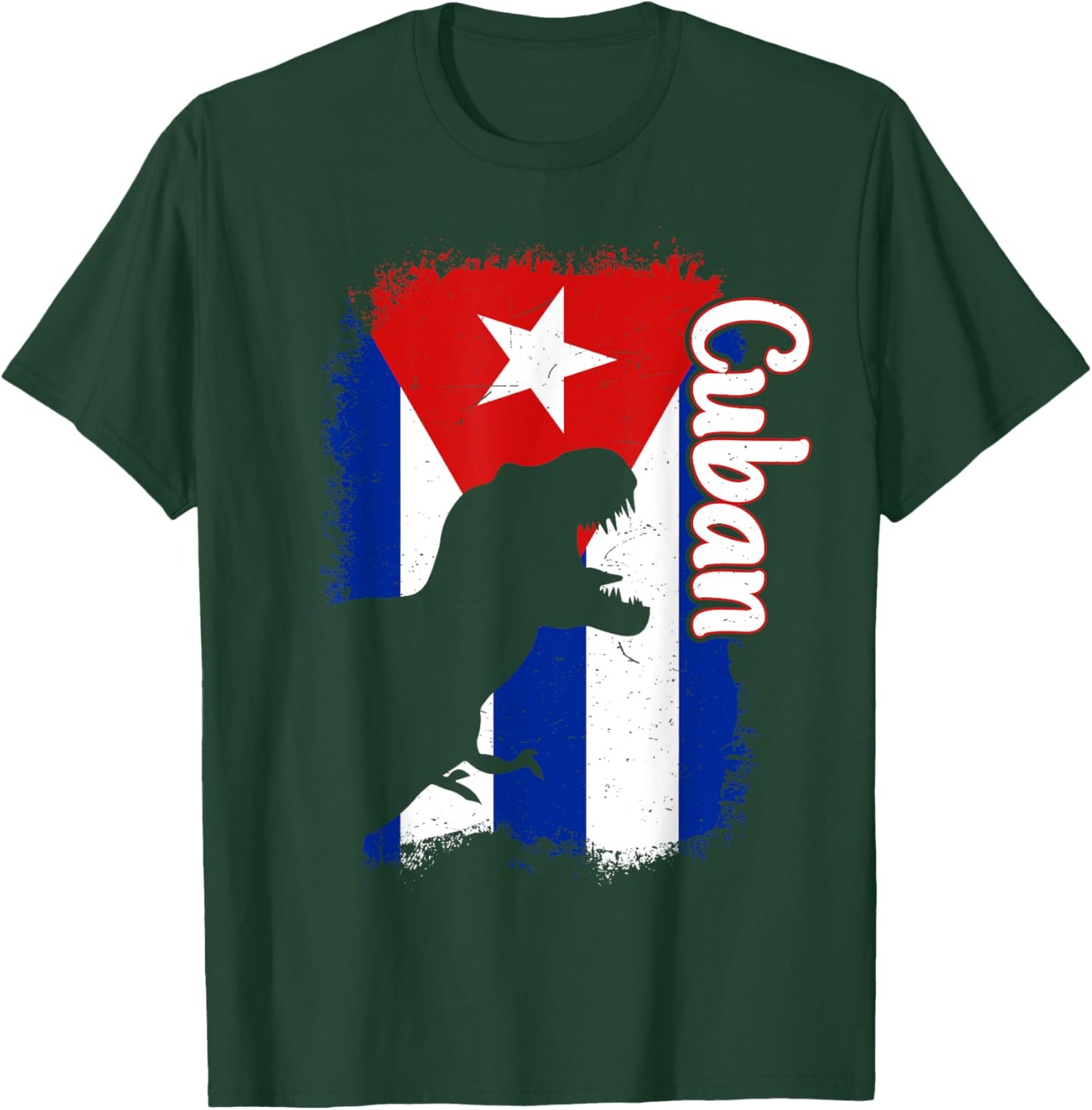 Boys Cubanita Cuba Flag Cuban Dino Kids Hispanic Heritage T-Shirt - T-Shirt | Forest