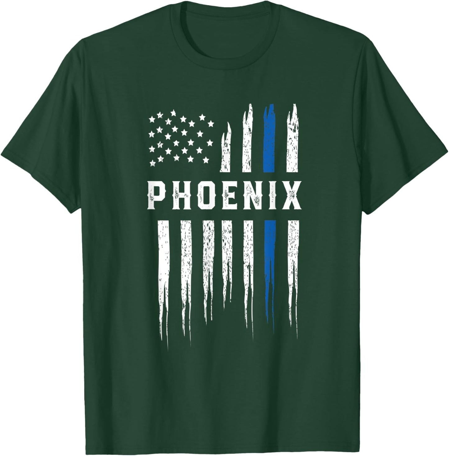 Thin Blue Line Heart Phoenix Police Officer Arizona Cops T-Shirt - T-Shirt | Forest