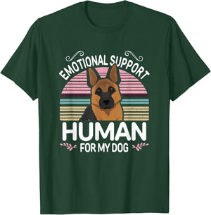 German Shepherd Dog Emotional Support Human, Funny ESA Pet T-Shirt - T-Shirt | Forest