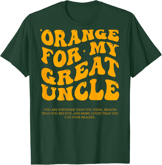Orange For My Great Uncle Leukemia Awareness Products Groovy T-Shirt - T-Shirt | Forest