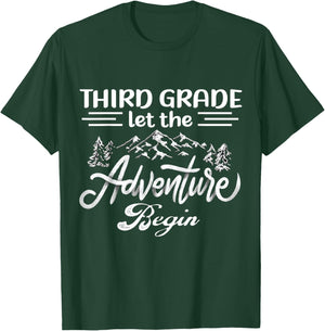 Third Grade Let The Adventure Begin Back To School Teacher Women Kids T-Shirt - T-Shirt | Forest