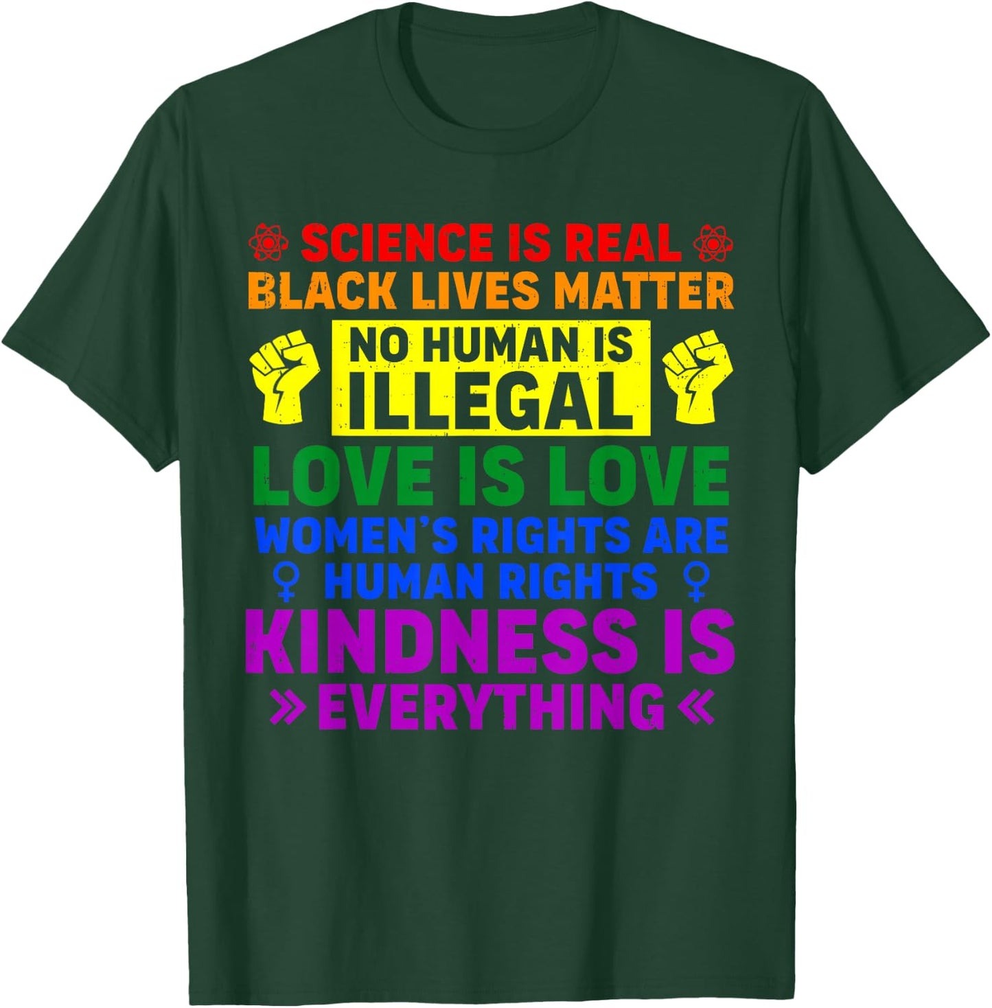 Science Kindness Equality Rainbow LGBT Gay Pride Human Right T-Shirt - T-Shirt | Forest