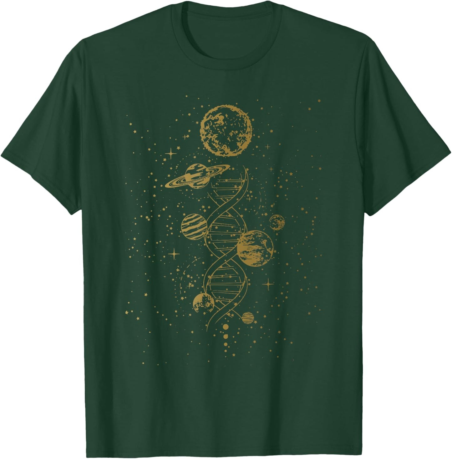 Double Helix DNA Mystic Celestial Planets Astronomical T-Shirt - T-Shirt | Forest