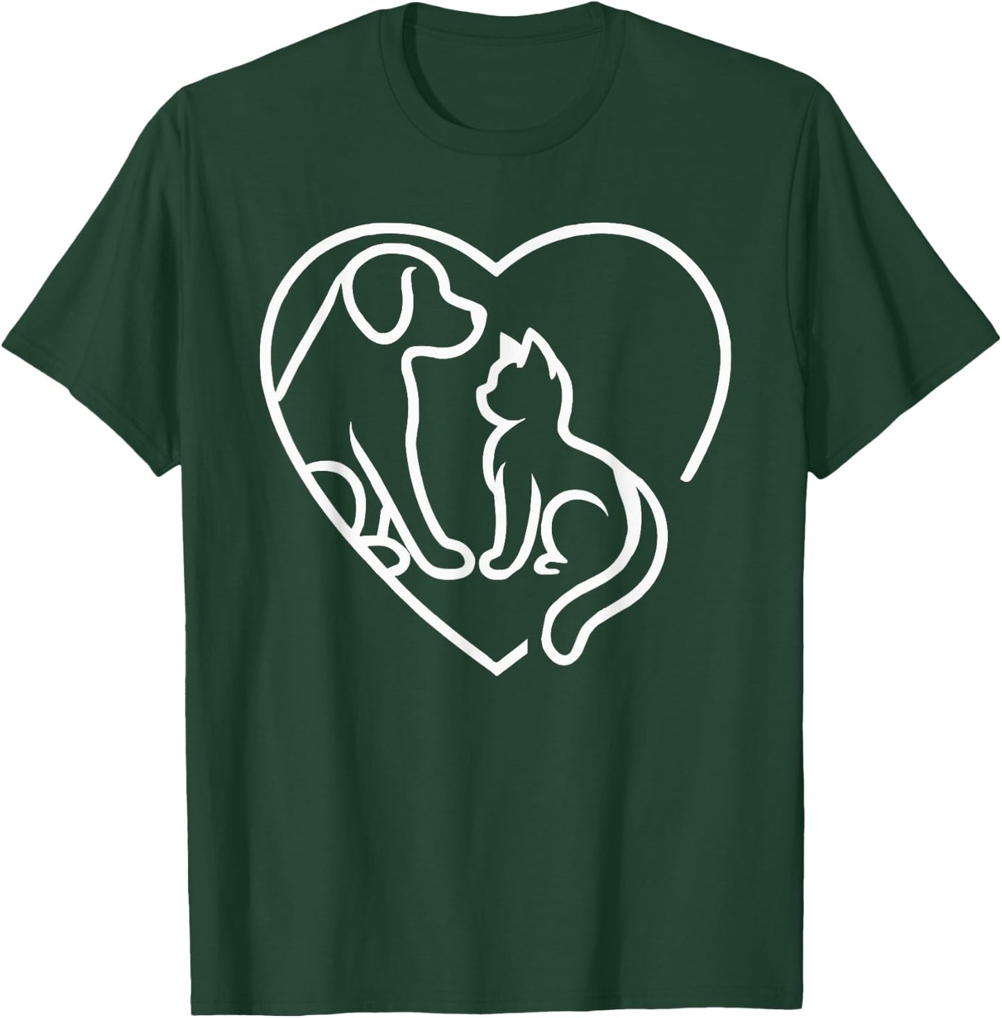Dog Puppy and Baby Cat Heart - Animal Dog & Cat Heart T-Shirt - T-Shirt | Forest