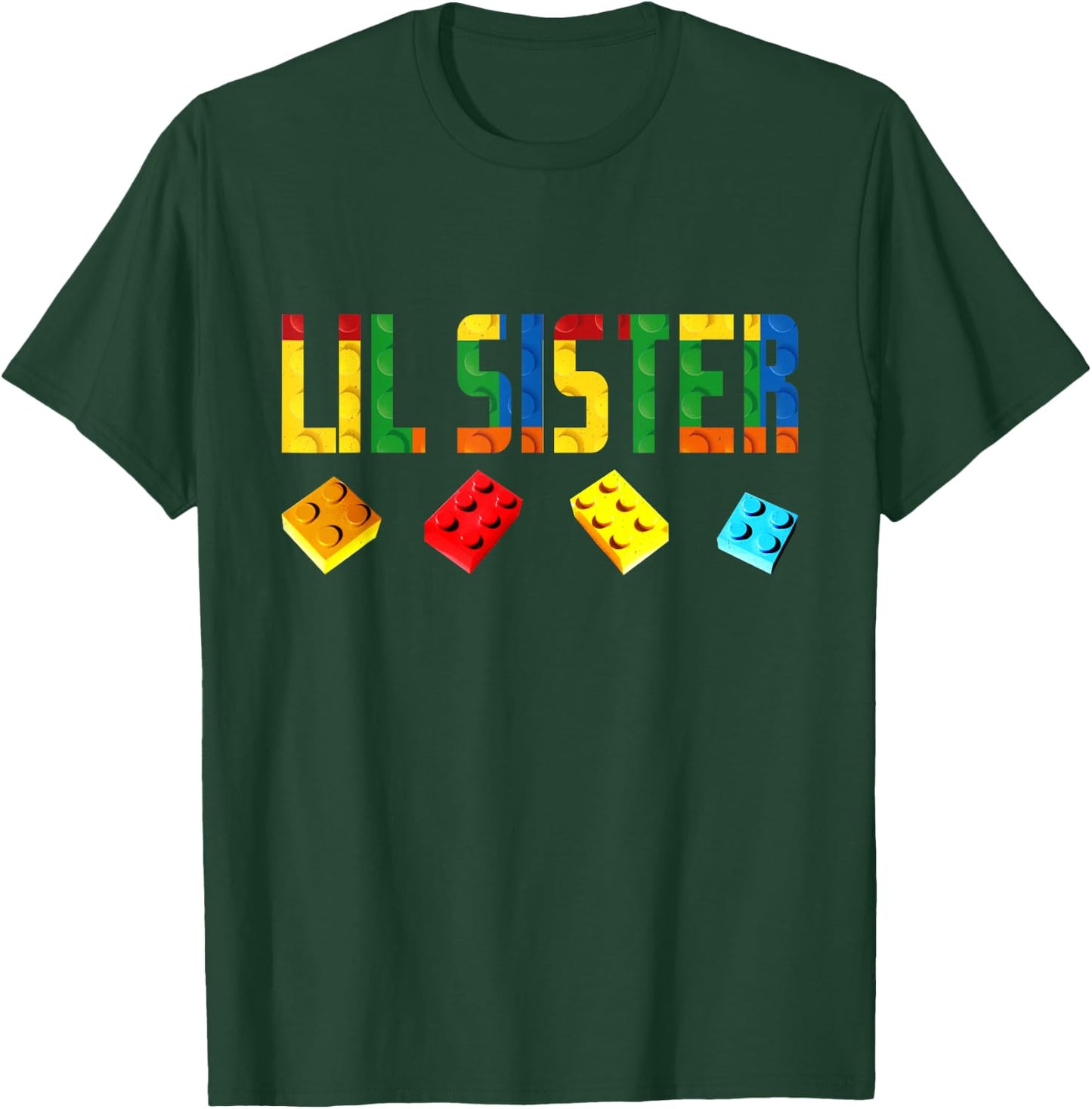 Lil Sister Master Builder Building Blocks Birthday Family T-Shirt - T-Shirt | Forest