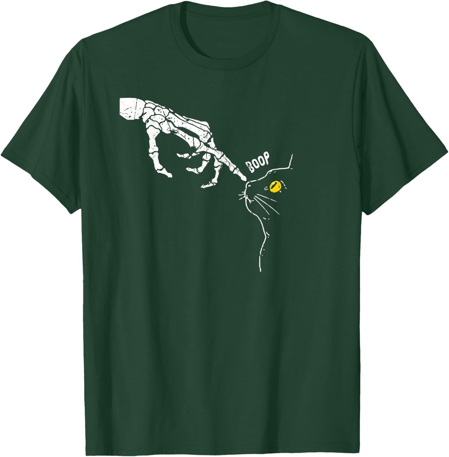 Cat Black Lover Skeleton Hand Boop Funny Halloween 2024 T-Shirt - T-Shirt | Forest