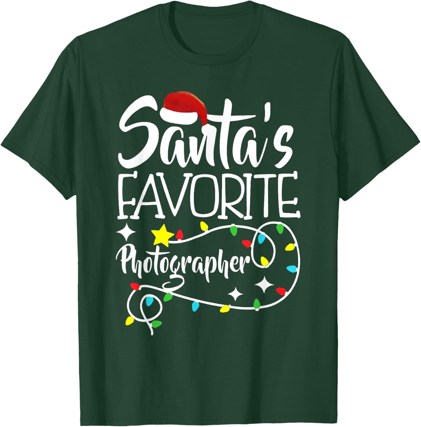 Santa's Favorite Photographer Christmas lights Santa Gifts T-Shirt - T-Shirt | Forest