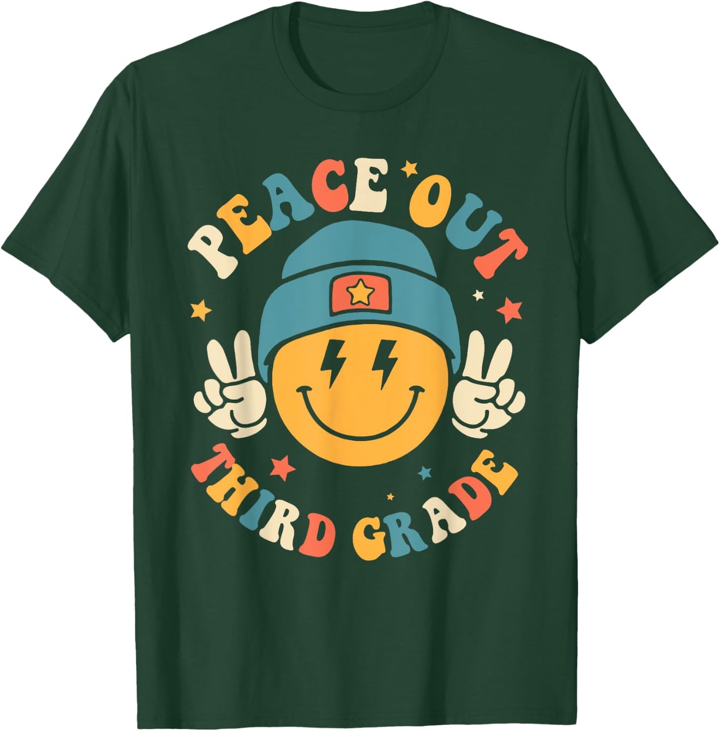 Peace Out Third Grade Happy Last Day Of School Teacher T-Shirt - T-Shirt | Forest