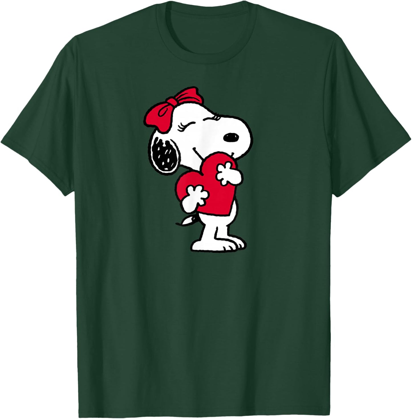 Peanuts Belle Hugging Heart Valentine's Day T-Shirt - T-Shirt | Forest