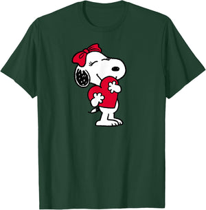 Peanuts Belle Hugging Heart Valentine's Day T-Shirt - T-Shirt | Forest