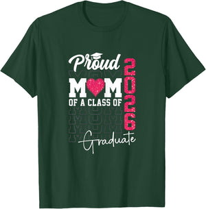 Proud Mom of a Class of 2026 Graduate Retro Senior Mom 2026 T-Shirt - T-Shirt | Forest