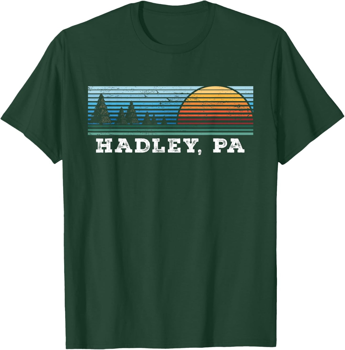 Retro Sunset Stripes Hadley, Pennsylvania T-Shirt - T-Shirt | Forest