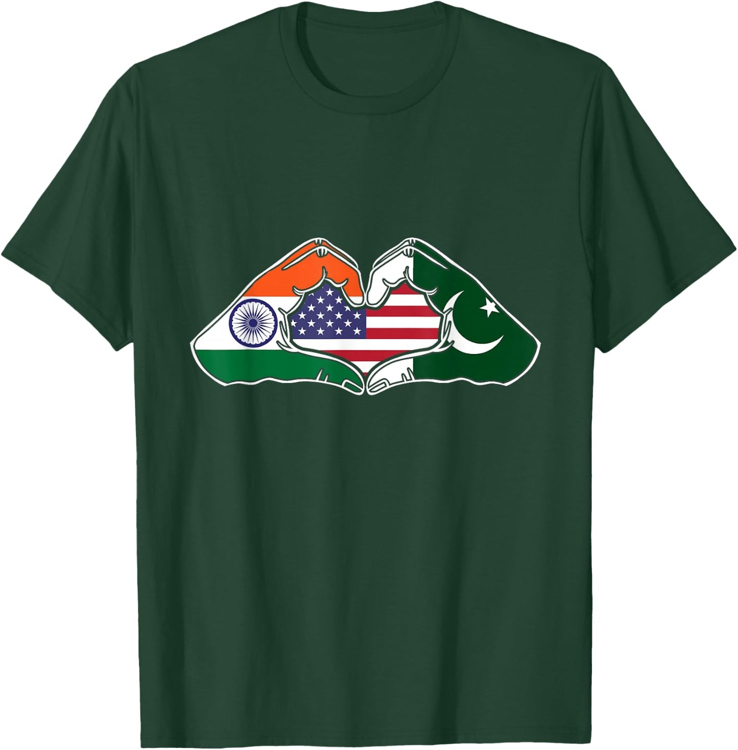 Heart hands India, Pakistan and the USA T-Shirt - T-Shirt | Forest