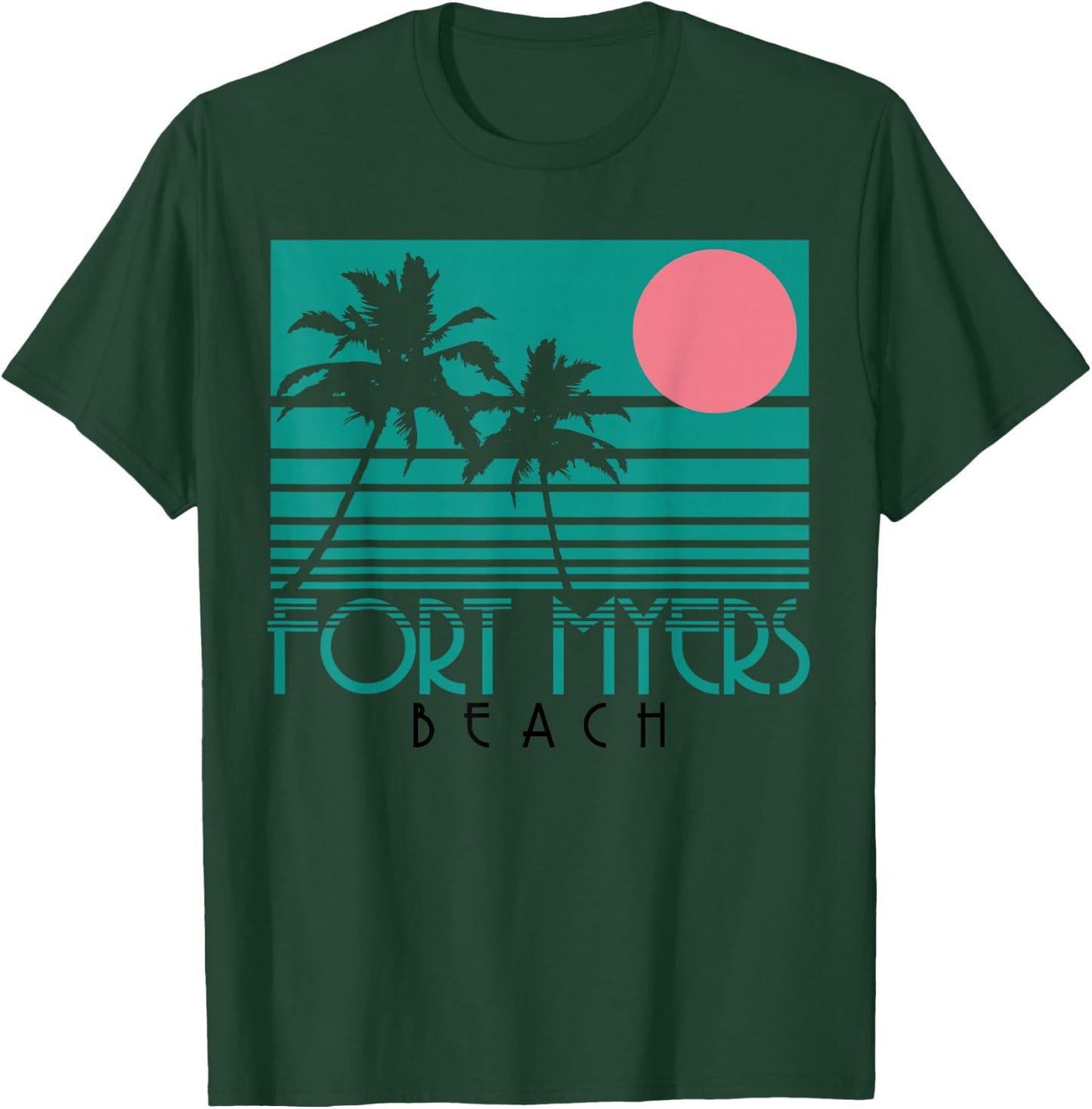 Fort Myers Beach Florida FL Palm Trees Surf Vintage Retro T-Shirt - T-Shirt | Forest
