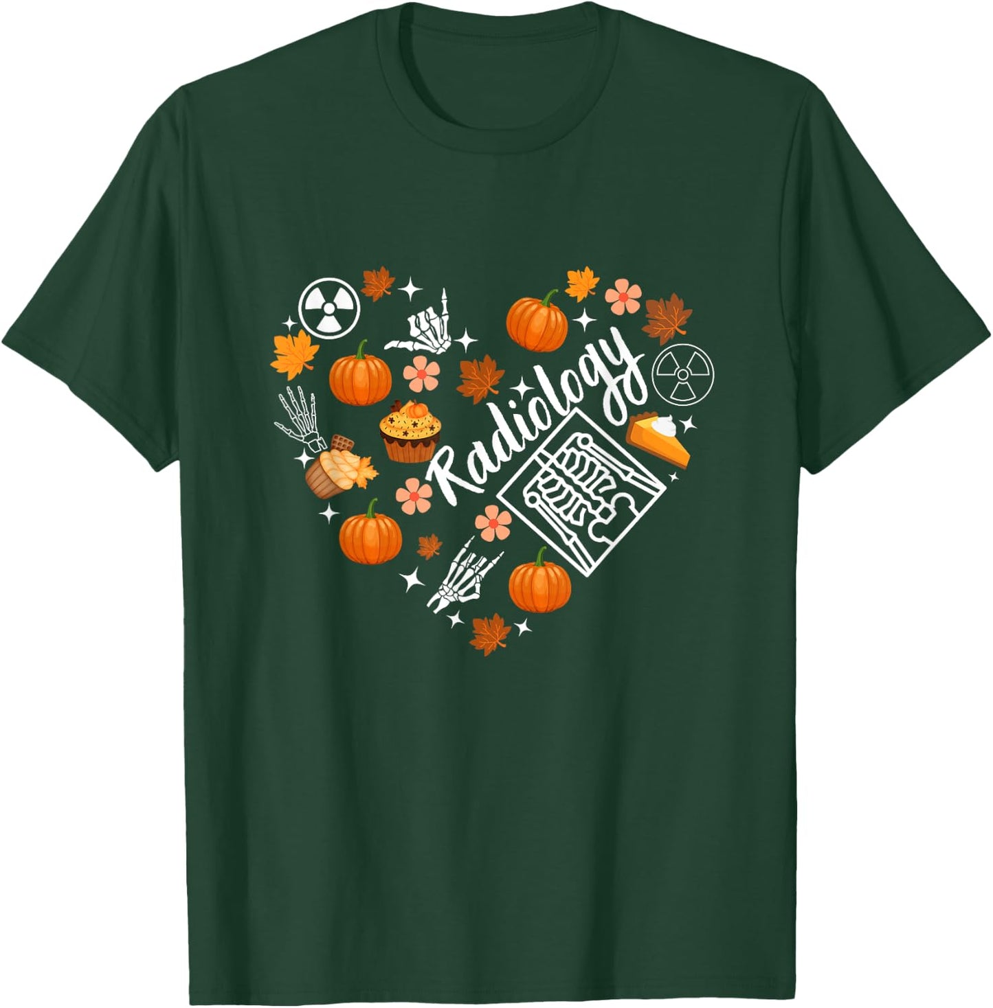 Radiology Fall Heart Xray Tech Autumn Pumpkin Thanksgiving T-Shirt - T-Shirt | Forest