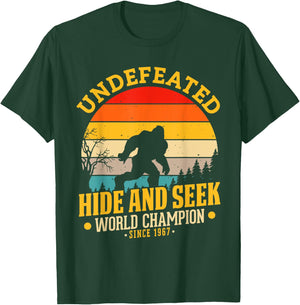 Vintage Bigfoot Undefeated Hide And Seek Champion T-Shirt - T-Shirt | Forest