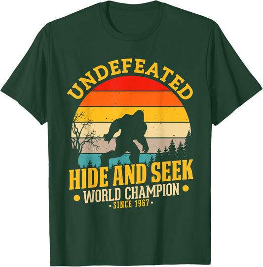 Vintage Bigfoot Undefeated Hide And Seek Champion T-Shirt - T-Shirt | Forest
