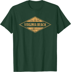 Virginia Beach Virginia Souvenir Vacation Vintage Badge T-Shirt - T-Shirt | Forest