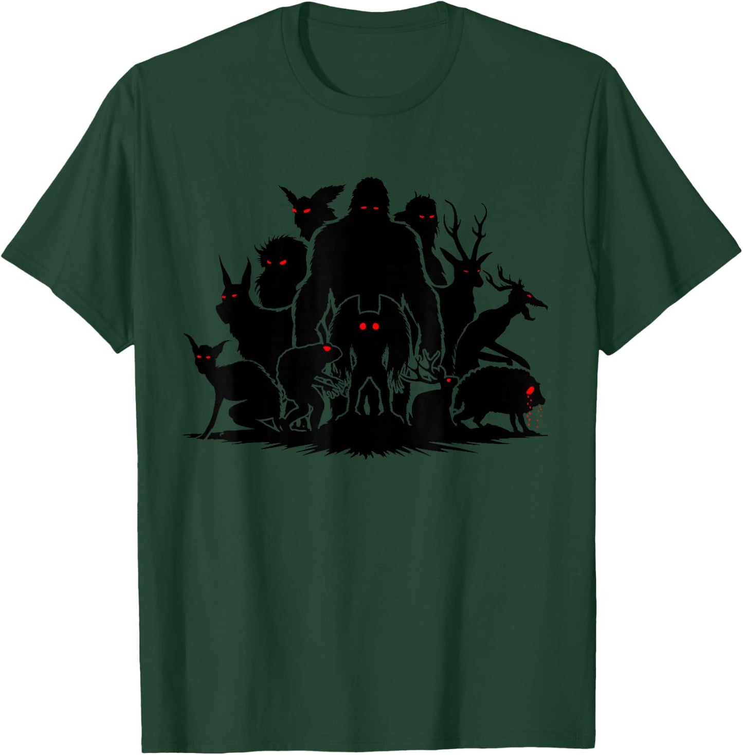 Funny Cryptid Monsters Bigfoot Mothman Wendigo Cryptozoology T-Shirt - T-Shirt | Forest