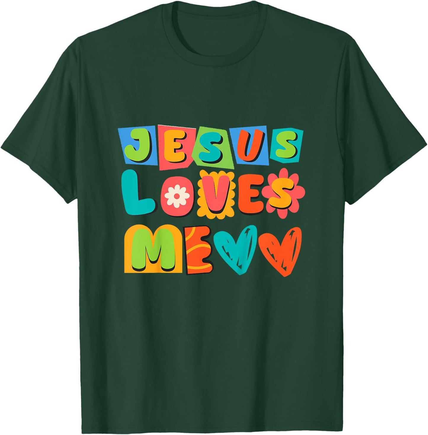 Groovy Jesus Loves Me Biblical Christian Church Retro Kids T-Shirt - T-Shirt | Forest