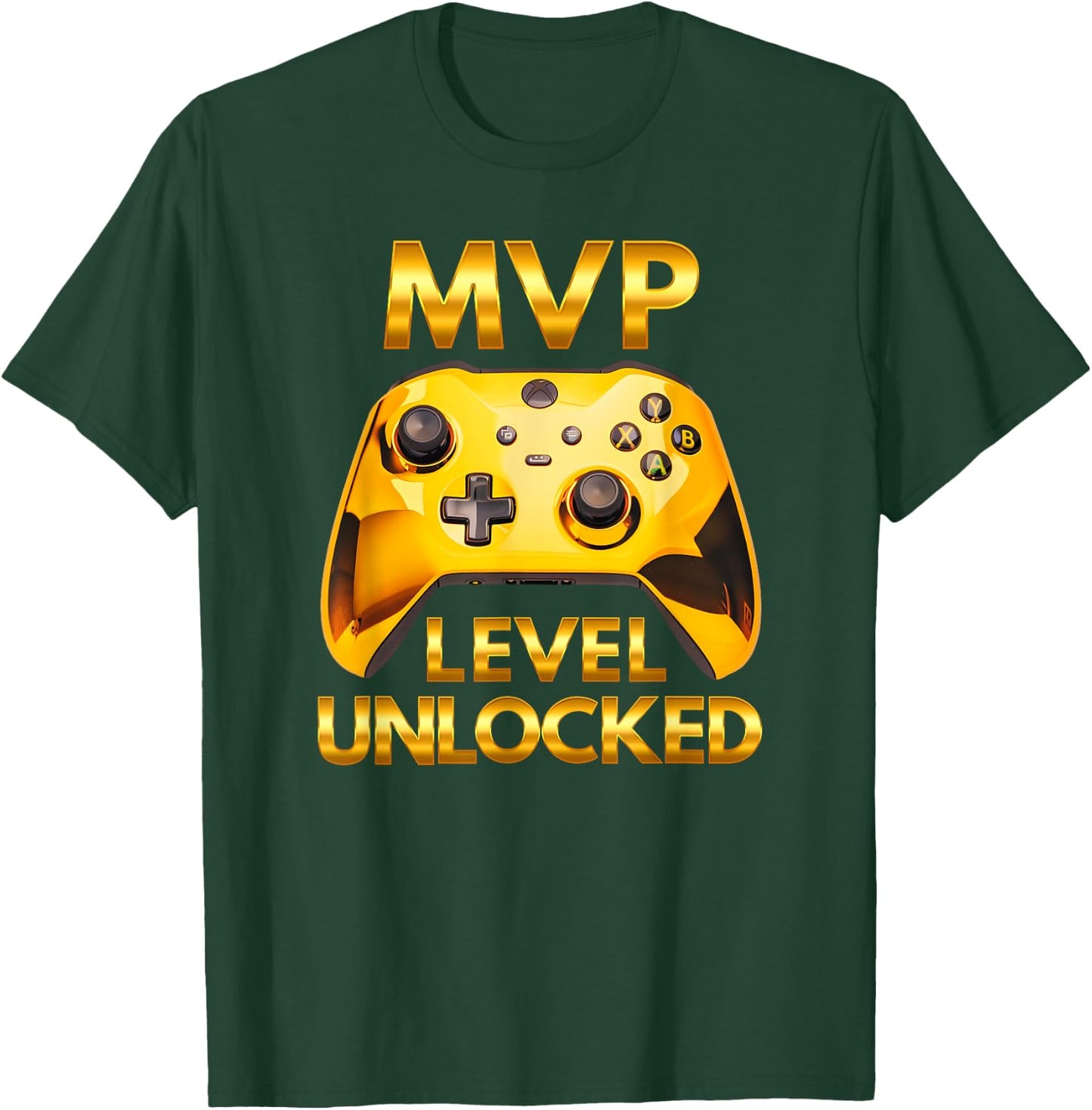 MVP Level Unlocked Video Game Player Gold Gaming Controller T-Shirt - T-Shirt | Forest