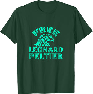 FREE LEONARD PELTIER eagle native turquoise T-Shirt - T-Shirt | Forest