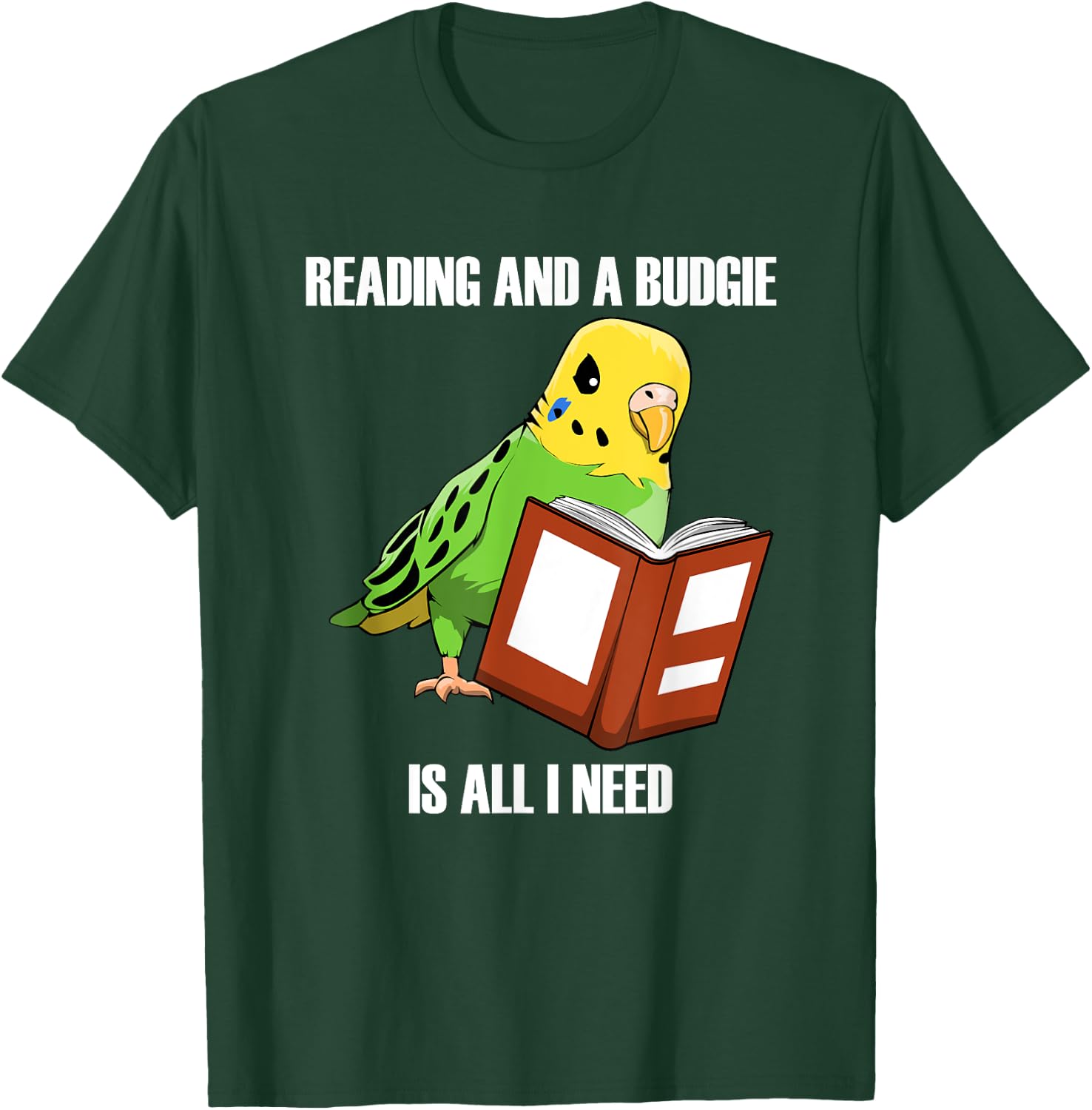 Cute Parakeet Budgie and Reading Books T-Shirt - T-Shirt | Forest